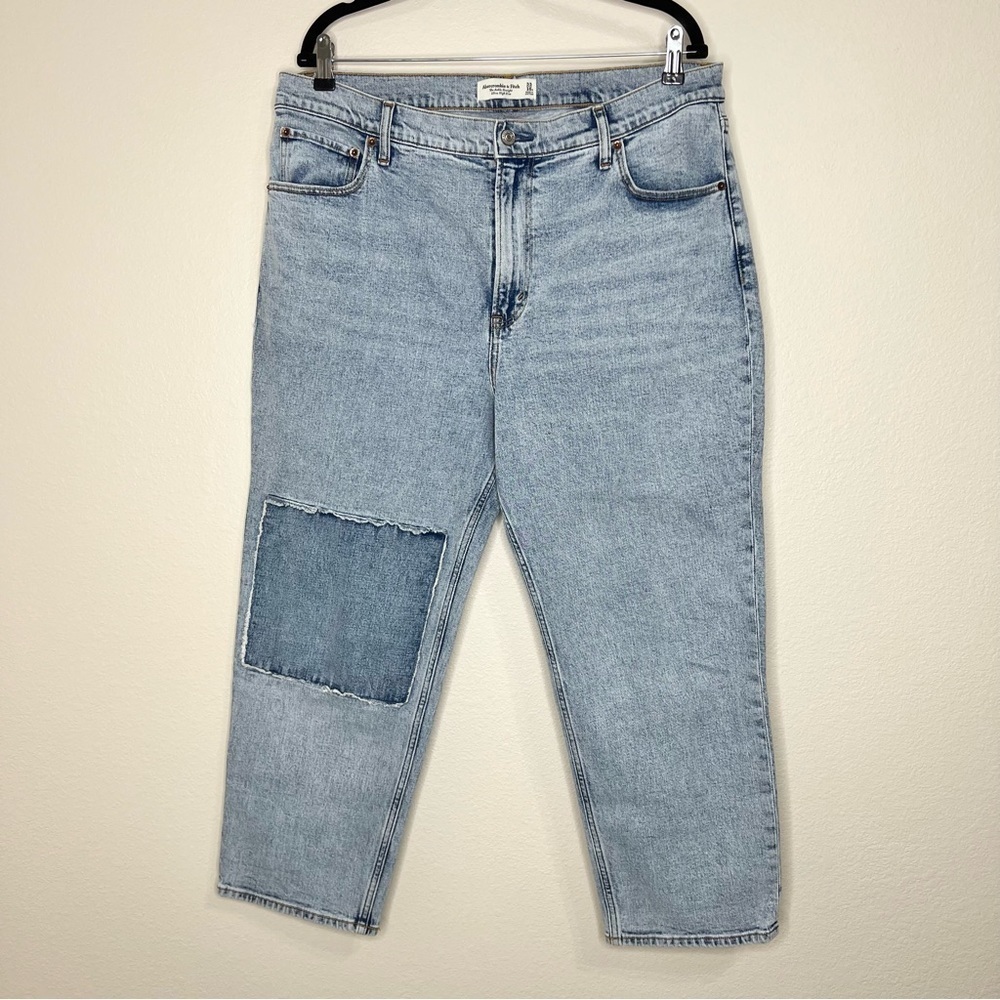 Abercrombie & Fitch The Ankle Straight Ultra High Rise Jeans Knee Patch 33 16s - Picture 2 of 16